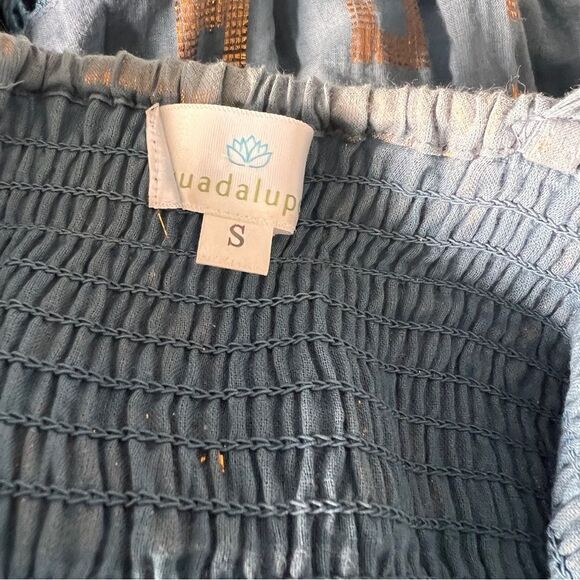 Guadalupe Blue Gold Accent Maxi Dress Size Small - Picture 6 of 8